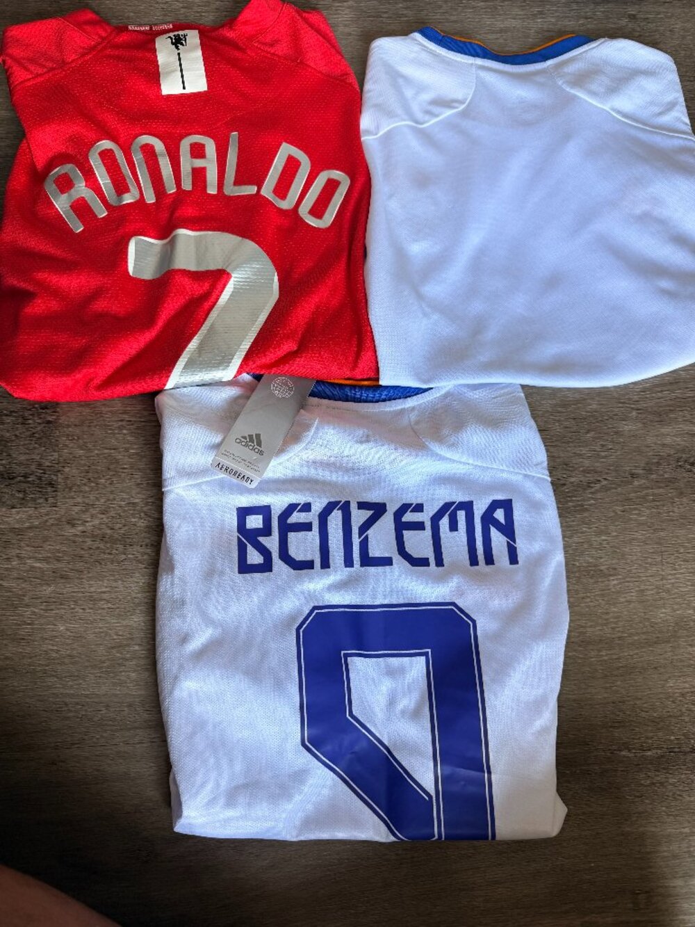 Ronaldo Benzema Real Madrid Soccer Jersey Bundle (3) Men Size S Football Shirts